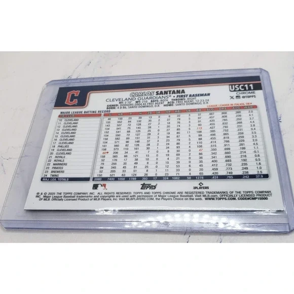 2025 Topps Chrome Update Carlos Santana Cleveland Guardians #USC11 - Picture 4 of 4